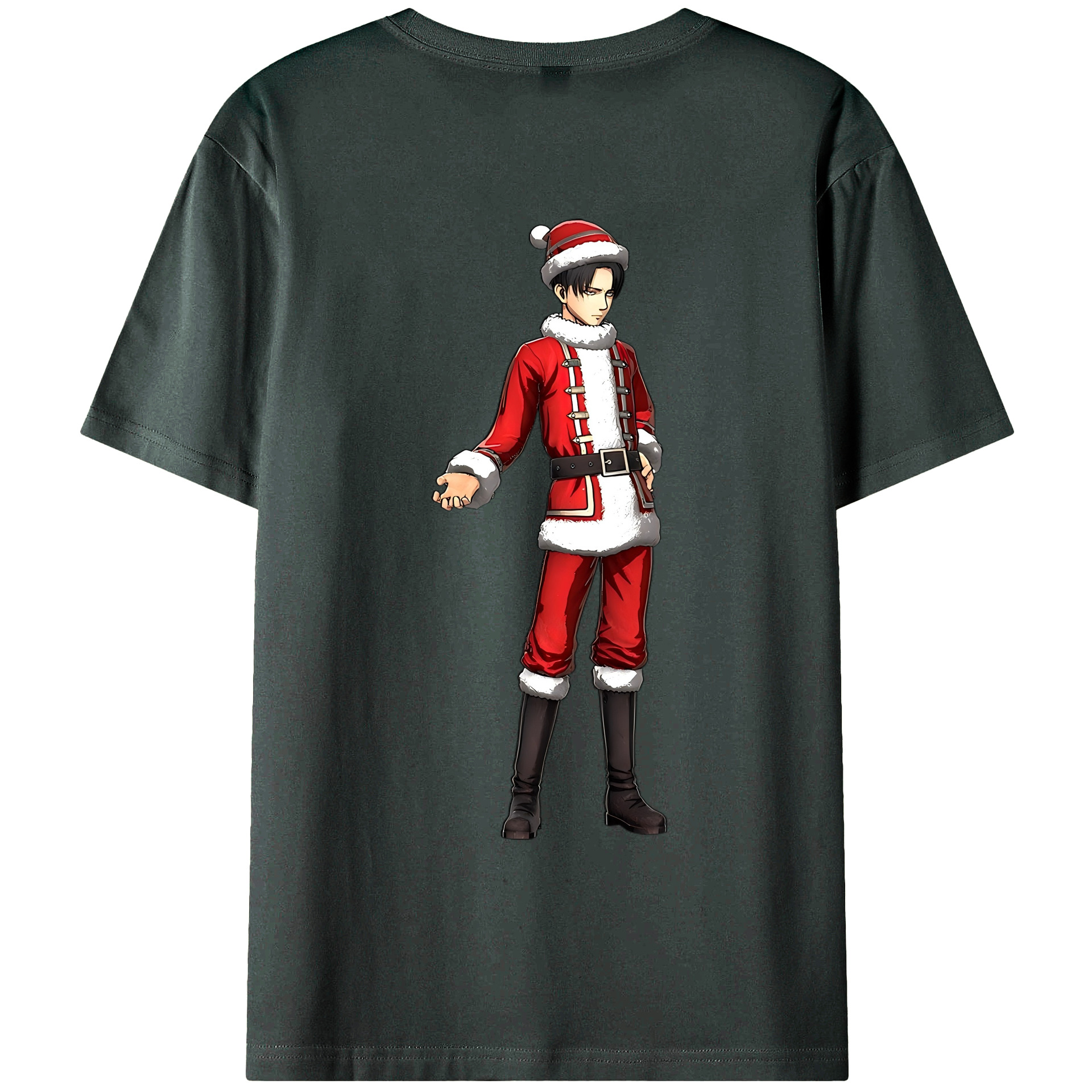（画像用） 進撃の巨人 リヴァイ·アッカーマン Attack on Titan Levi Ackerman 綿100％ メンズ半袖Tシャツ（バックプリント） 通気性